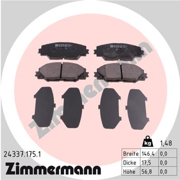 Zimmermann Brake pads for TOYOTA RAV 4 IV (_A4_) front
