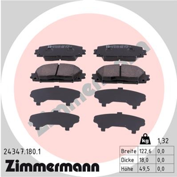 Zimmermann Brake pads for TOYOTA YARIS (_P9_) front