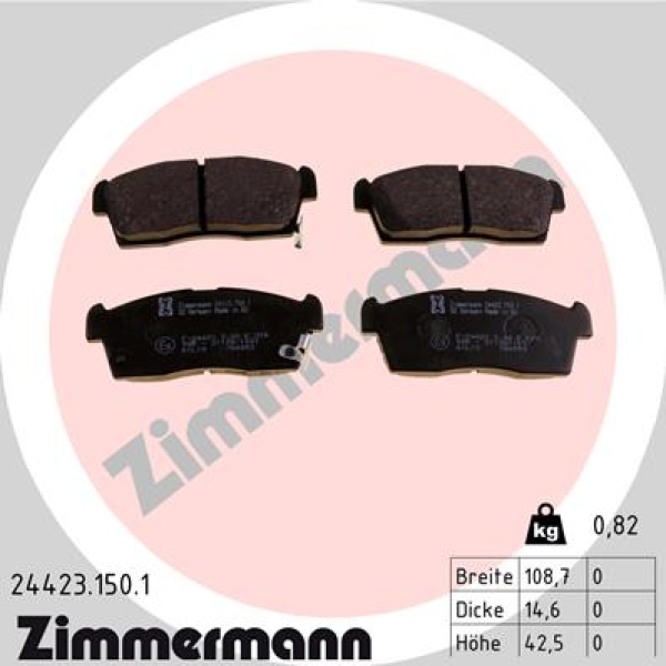 Zimmermann Brake pads for PEUGEOT ION front