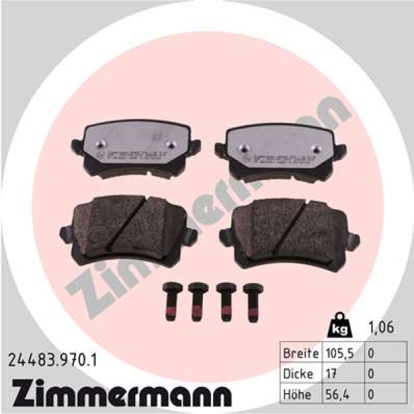 Zimmermann rd:z Brake pads for AUDI Q3 (8UB, 8UG) rear