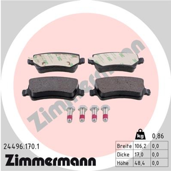Zimmermann Brake pads for FORD GALAXY (WM) rear