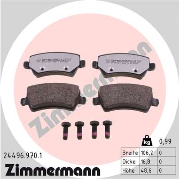 Zimmermann rd:z Brake pads for FORD GALAXY (WM) rear