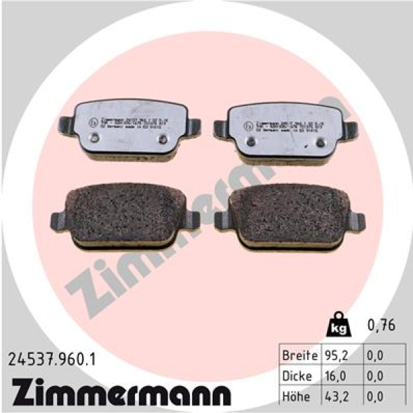 Zimmermann rd:z Brake pads for FORD MONDEO IV (BA7) rear