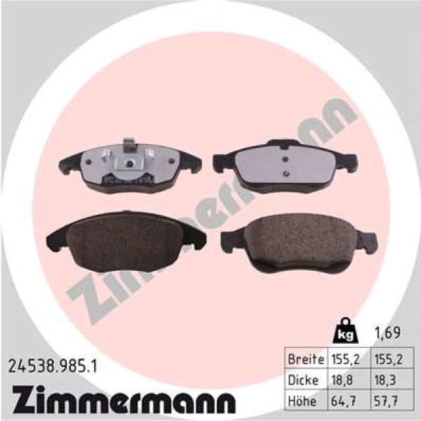 Zimmermann rd:z Brake pads for PEUGEOT PARTNER Kasten front