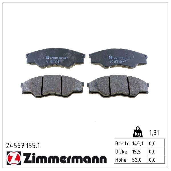 Zimmermann Brake pads for TOYOTA HILUX VII Pick-up (_N1_, _N2_, _N3_) front