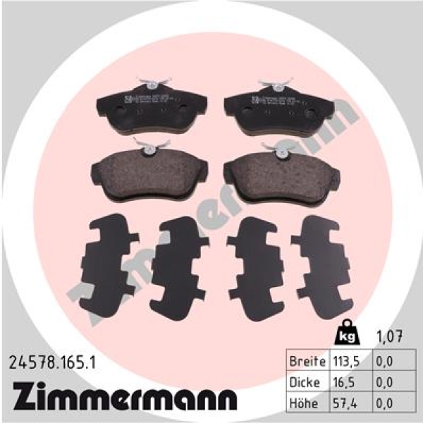 Zimmermann Brake pads for PEUGEOT EXPERT Kasten (VF3A_, VF3U_, VF3X_) rear