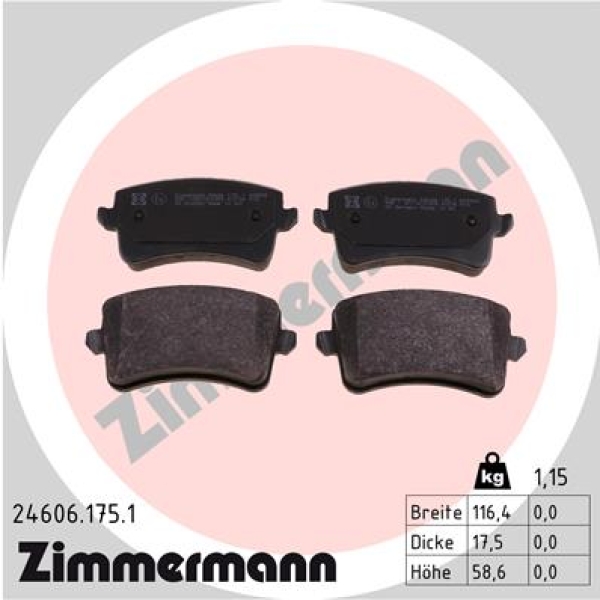 Zimmermann Brake pads for AUDI A4 Avant (8K5, B8) rear