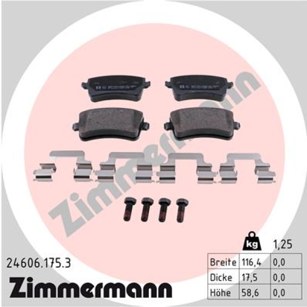 Zimmermann Brake pads for AUDI A4 Avant (8K5, B8) rear