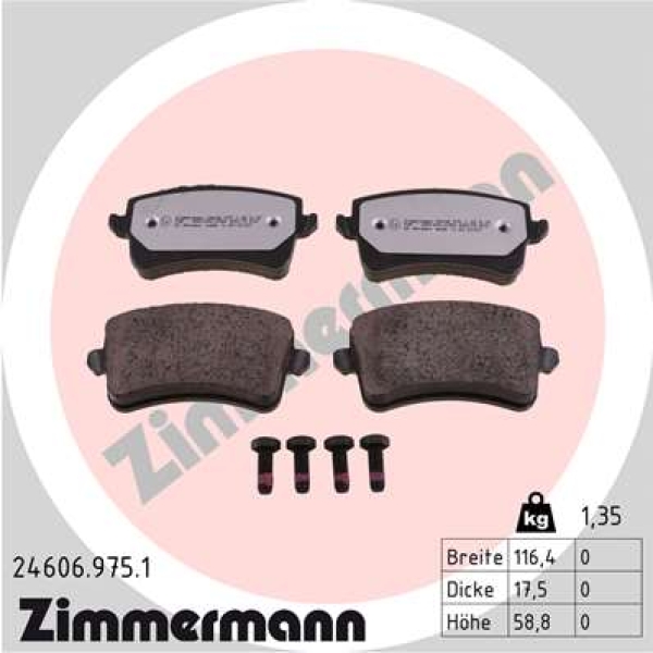 Zimmermann rd:z Brake pads for AUDI A4 Allroad (8KH, B8) rear