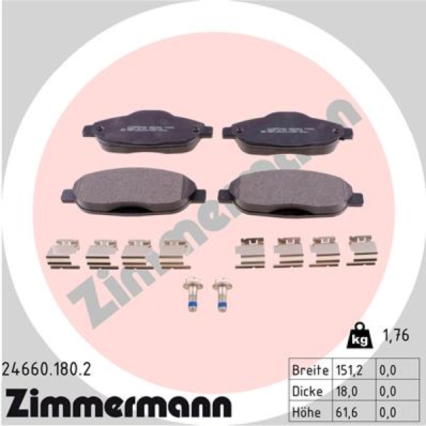 Zimmermann Bremsbeläge für PEUGEOT 308 (4A_, 4C_) vorne