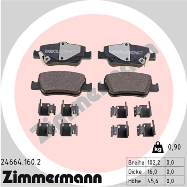 Zimmermann Bremsbeläge für TOYOTA COROLLA Stufenheck (_E18_, ZRE1_) hinten