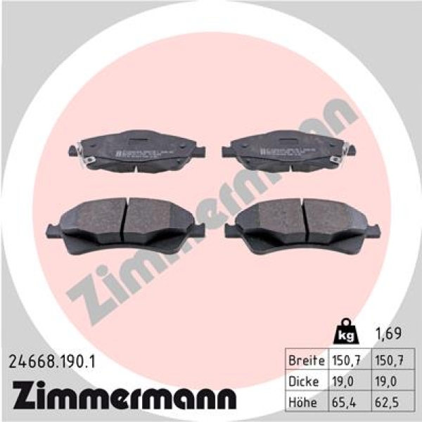 Zimmermann Brake pads for TOYOTA AURIS (_E15_) front
