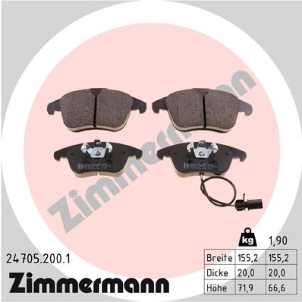Zimmermann Brake pads for AUDI A4 Avant (8K5, B8) front