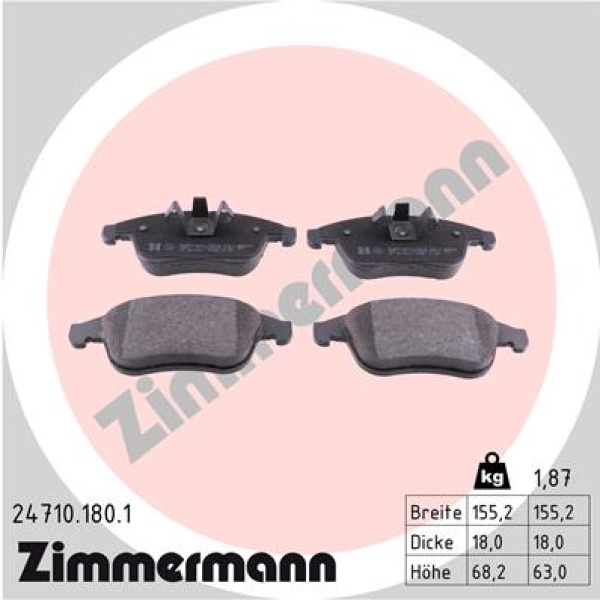 Zimmermann Brake pads for RENAULT GRAND SCÉNIC III (JZ0/1_) front