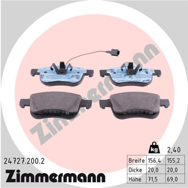 Zimmermann Brake pads for FIAT DOBLO Kombi (263_) front