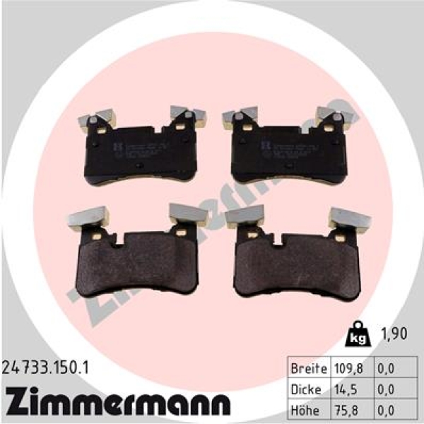Zimmermann Brake pads for MERCEDES-BENZ C-KLASSE (W204) rear