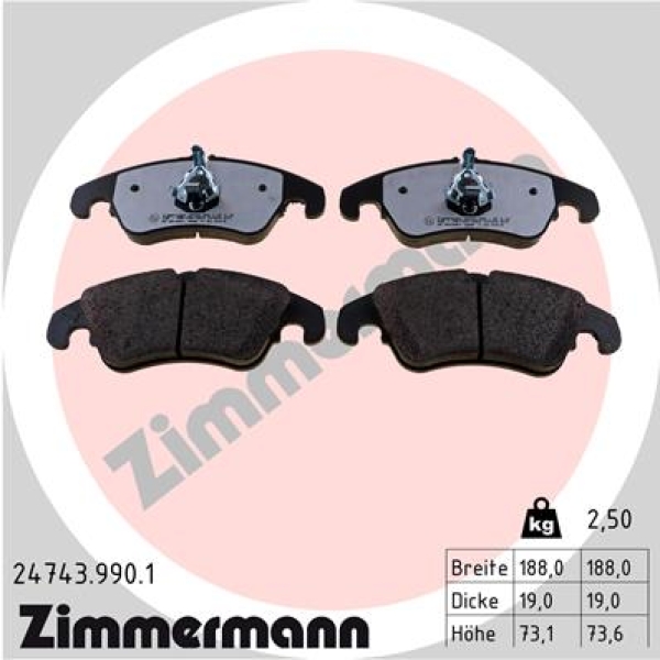 Zimmermann rd:z Bremsbeläge für AUDI A6 Avant (4G5, 4GD, C7) vorne