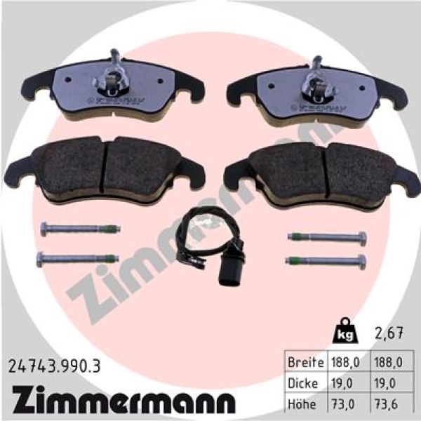 Zimmermann Brake pads for AUDI A6 C7 (4G2, 4GC) front
