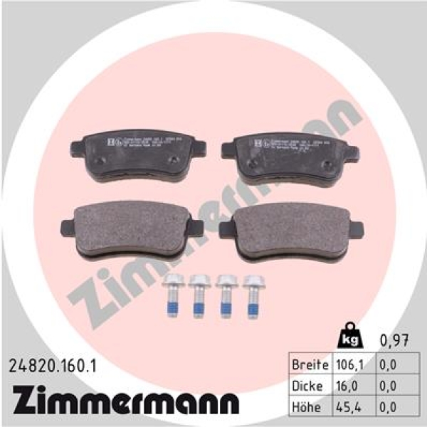 Zimmermann Brake pads for RENAULT MEGANE CC (EZ0/1_) rear
