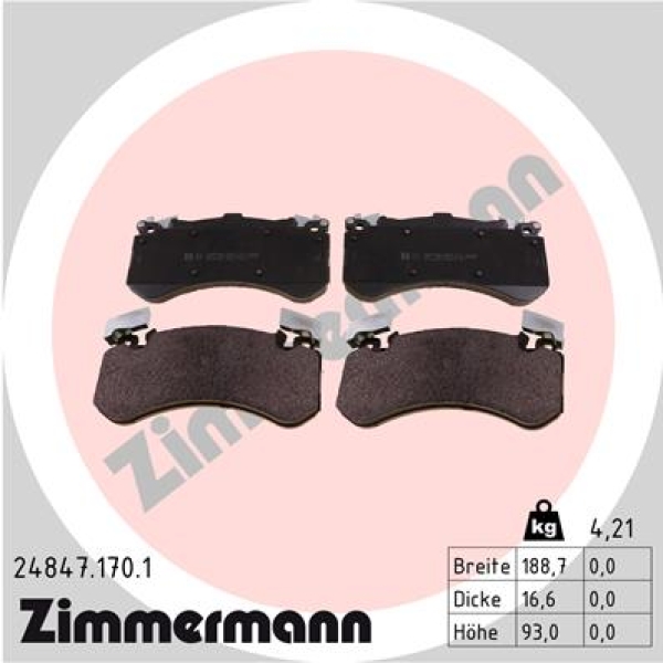 Zimmermann Brake pads for AUDI A8 (4H2, 4H8, 4HC, 4HL) front
