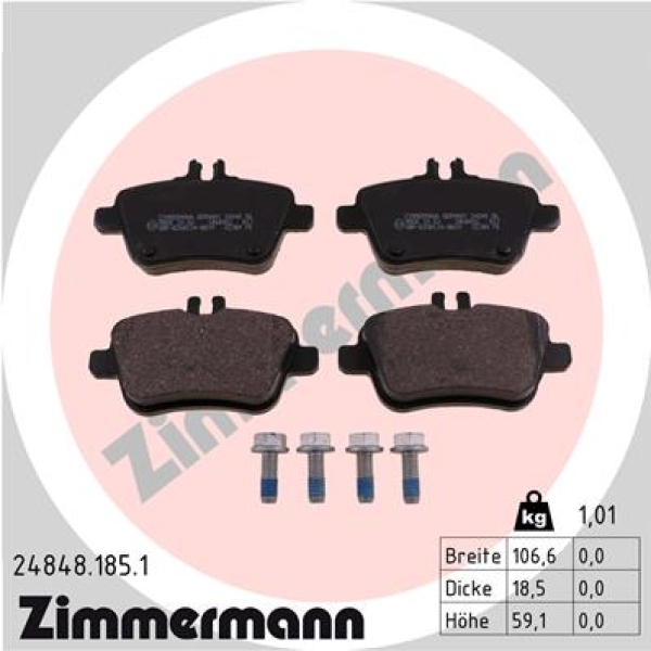 Zimmermann Brake pads for MERCEDES-BENZ A-KLASSE (W169) rear
