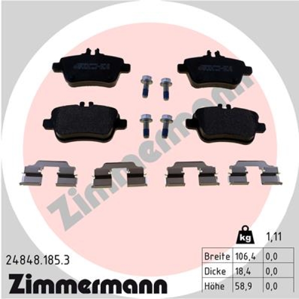 Zimmermann Brake pads for MERCEDES-BENZ B-KLASSE Sports Tourer (W246, W242) rear