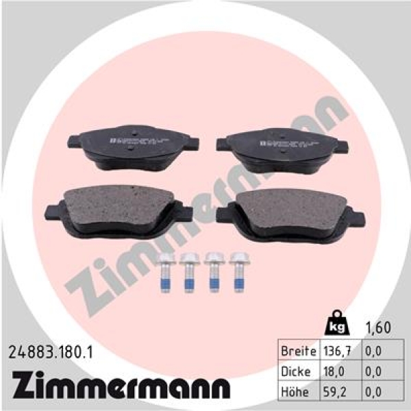 Zimmermann Brake pads for CITROËN DS3 front