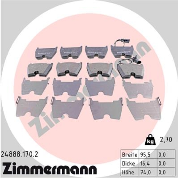 Zimmermann Bremsbeläge für AUDI A6 Avant (4B5, C5) vorne