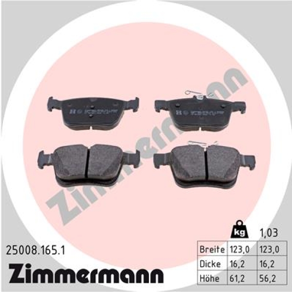 Zimmermann Bremsbeläge für AUDI A3 Limousine (8VS, 8VM) hinten