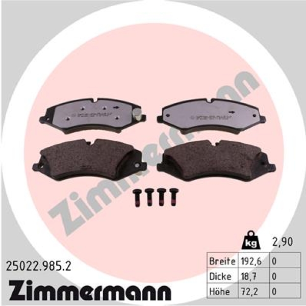 Zimmermann rd:z Brake pads for LAND ROVER DISCOVERY V (L462) front