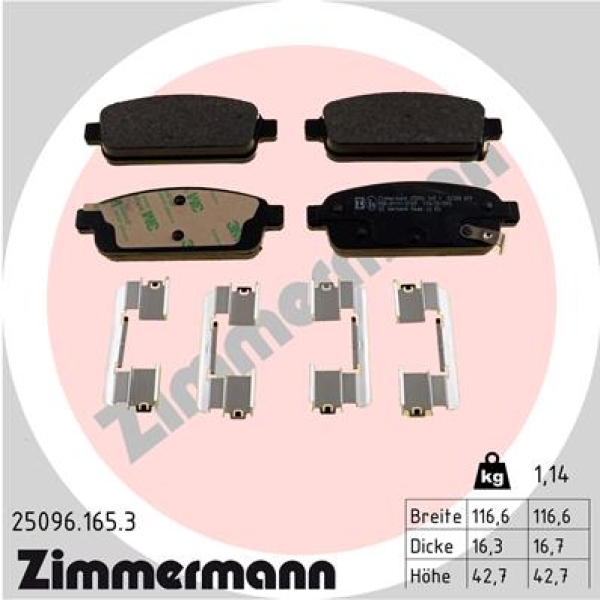 Zimmermann Bremsbeläge für OPEL ZAFIRA TOURER C (P12) hinten