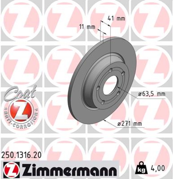 Zimmermann Brake Disc for FORD FOCUS IV (HN) rear
