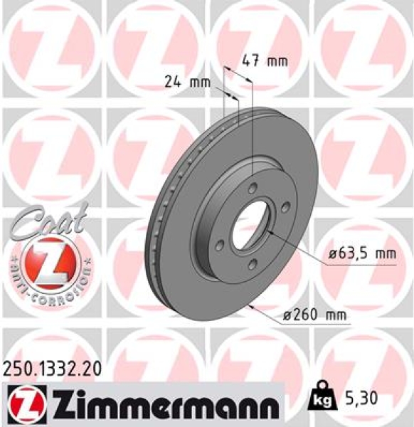 Zimmermann Brake Disc for FORD SCORPIO II Turnier (GNR, GGR) front