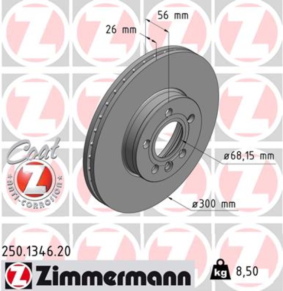 Zimmermann Brake Disc for VW SHARAN (7M8, 7M9, 7M6) front
