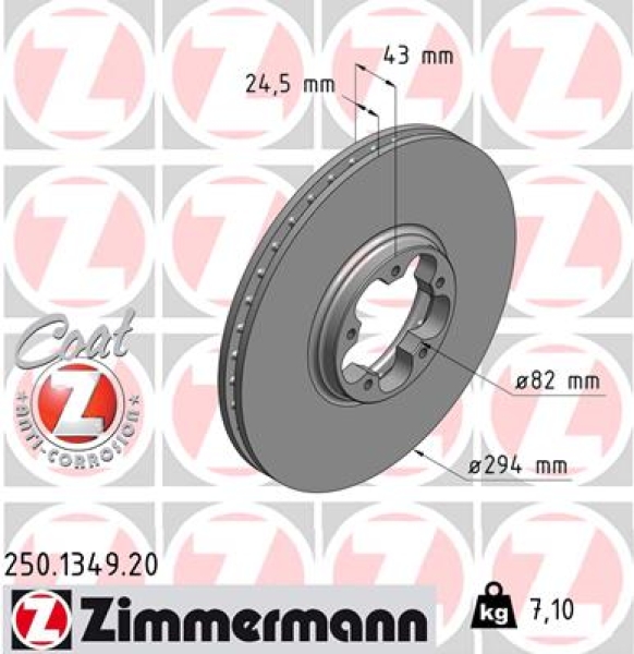 Zimmermann Brake Disc for FORD TRANSIT Bus (FD_ _, FB_ _, FS_ _, FZ_ _, FC_ _) front