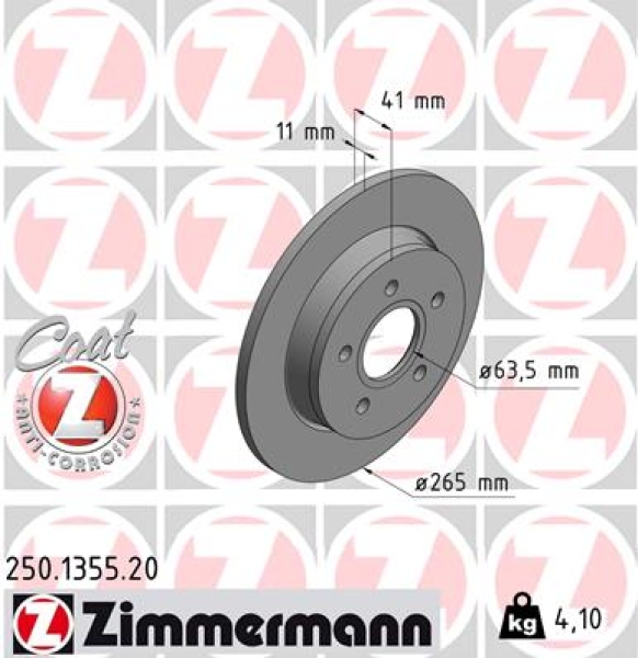 Zimmermann Brake Disc for FORD FOCUS II Stufenheck (DB_, FCH, DH) rear