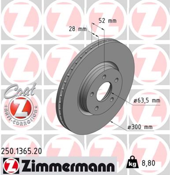Zimmermann Brake Disc for FORD MONDEO IV Turnier (BA7) front