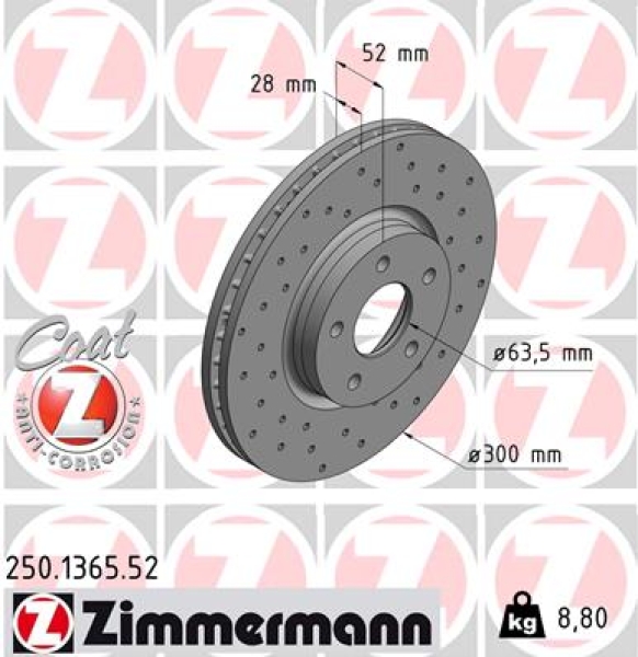 Zimmermann Sport Brake Disc for FORD MONDEO IV Turnier (BA7) front