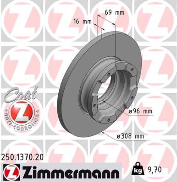 Zimmermann Brake Disc for FORD TRANSIT Bus rear