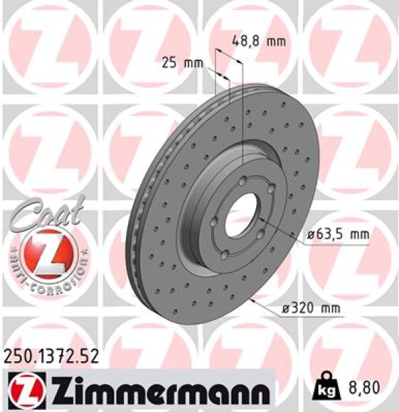 Zimmermann Sport Brake Disc for FORD TRANSIT CONNECT Kombi front