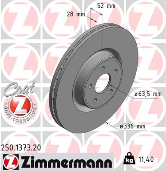 Zimmermann Brake Disc for FORD FOCUS II (DA_, HCP, DP) front