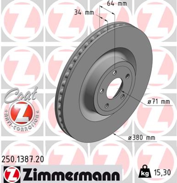 Zimmermann Brake Disc for FORD USA MUSTANG Convertible front