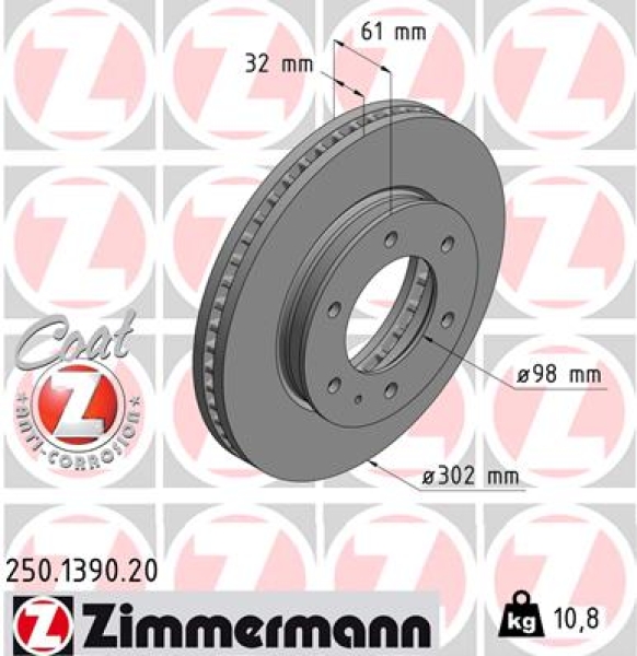 Zimmermann Brake Disc for FORD RANGER (TKE) front
