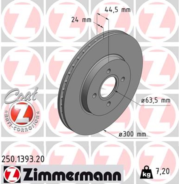 Zimmermann Brake Disc for FORD FOCUS (DAW, DBW) front