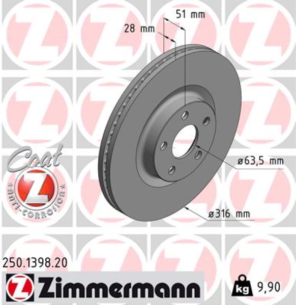 Zimmermann Brake Disc for FORD GALAXY (CK) front