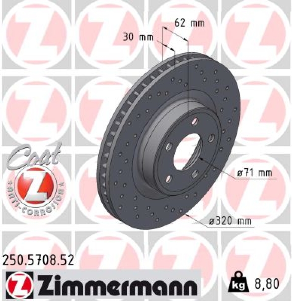 Zimmermann Sport Brake Disc for FORD USA MUSTANG Coupe front