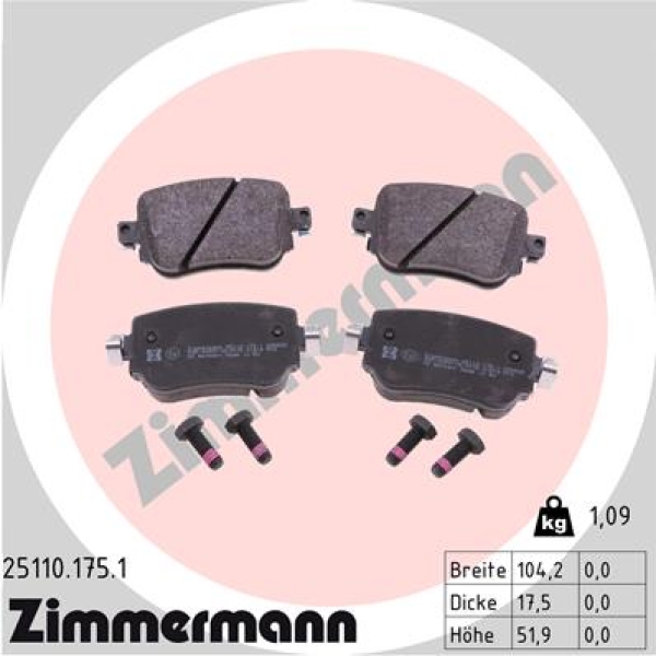 Zimmermann Brake pads for VW POLO (AW1, BZ1) rear