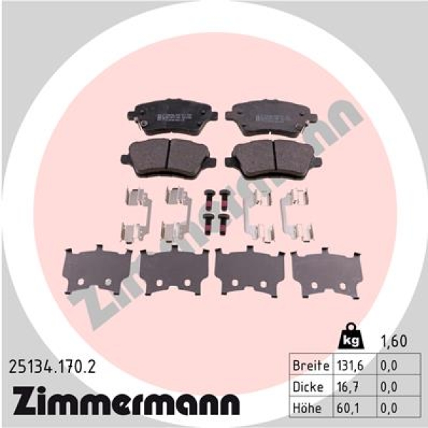 Zimmermann Brake pads for FORD FIESTA VI (CB1, CCN) front