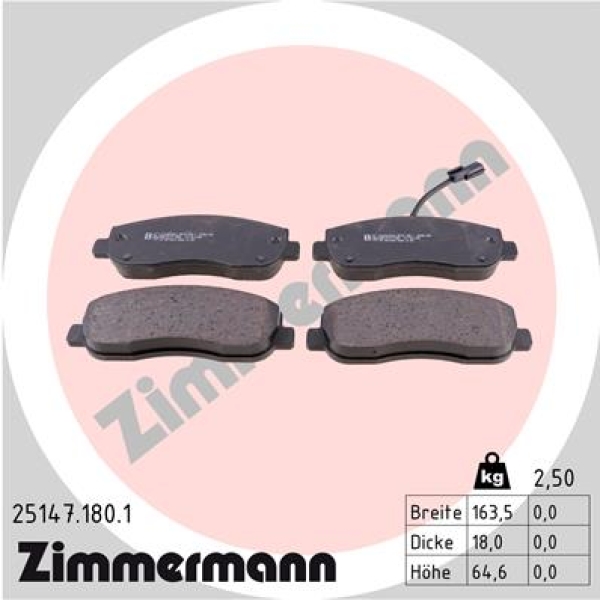 Zimmermann Bremsbeläge für RENAULT MASTER III Pritsche/Fahrgestell (EV, HV, UV) vorne