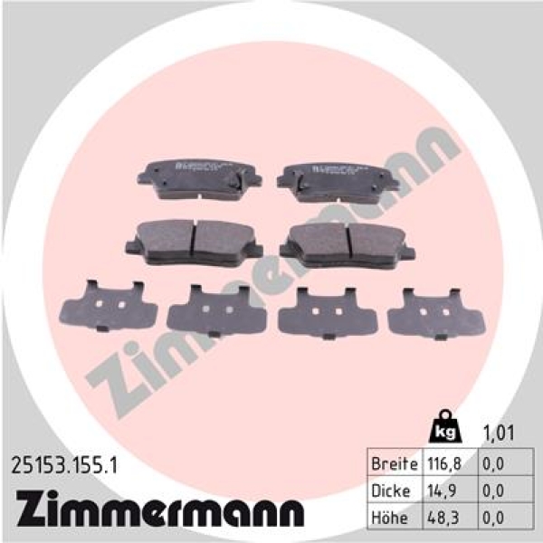 Zimmermann Brake pads for KIA SORENTO II (XM) rear